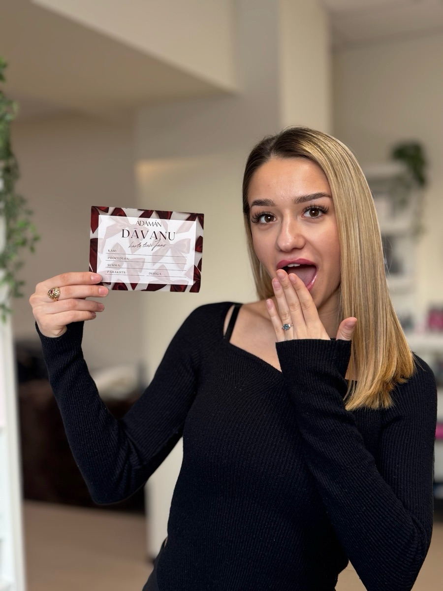 Alise ar ADAMÁN dāvanu karti salonā Jelgavā